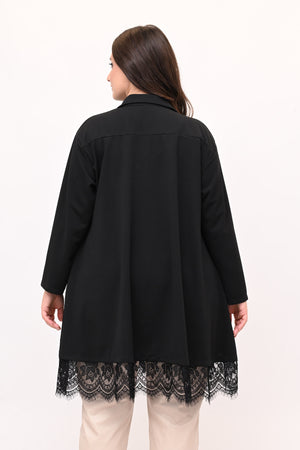 Camicia crèpes pizzo - Nero