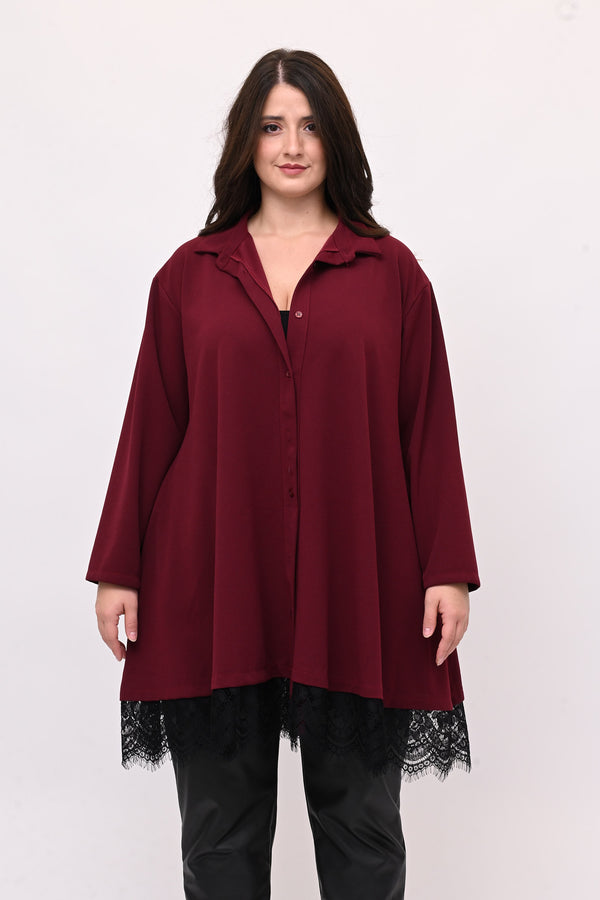 Camicia crèpes pizzo - Vino