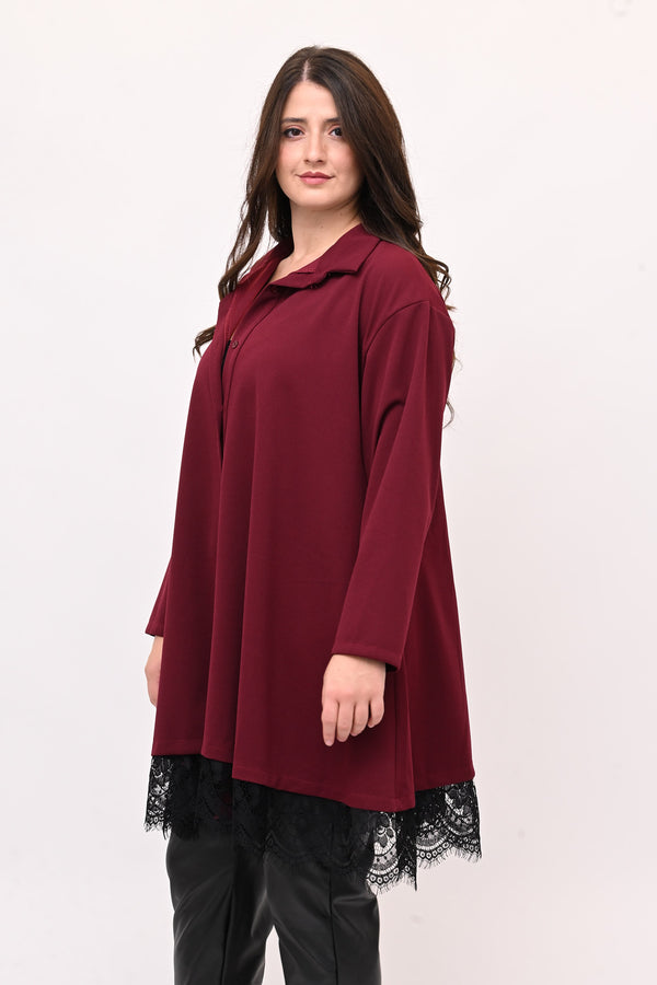 Camicia crèpes pizzo - Vino