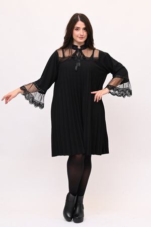 Abito plisse tulle - Nero