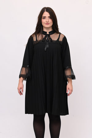 Abito plisse tulle - Nero