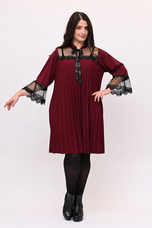 Abito plisse tulle - Vino