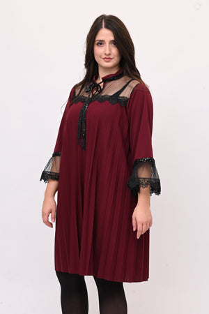 Abito plisse tulle - Vino