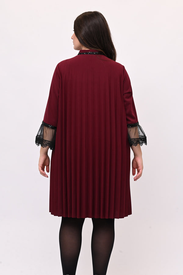 Abito plisse tulle - Vino