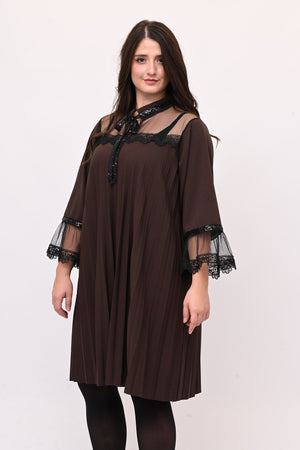 Abito plisse tulle - Moro