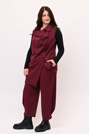 Completo gilet bottoni - Vino