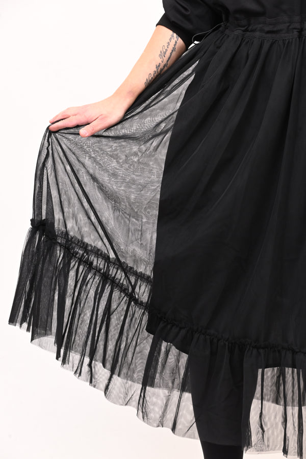 Abito cappuccio tulle - Nero