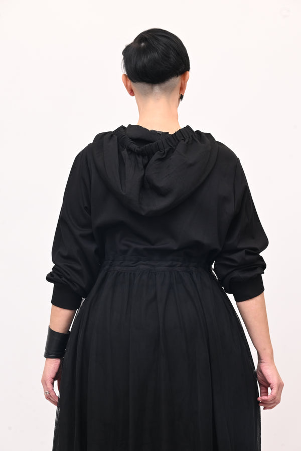 Abito cappuccio tulle - Nero