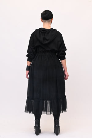 Abito cappuccio tulle - Nero