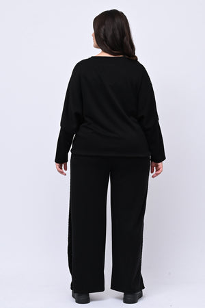 Tuta paillettes girocollo - Nero