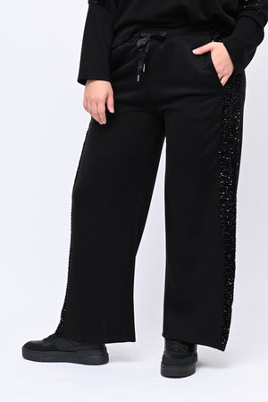 Tuta paillettes girocollo - Nero