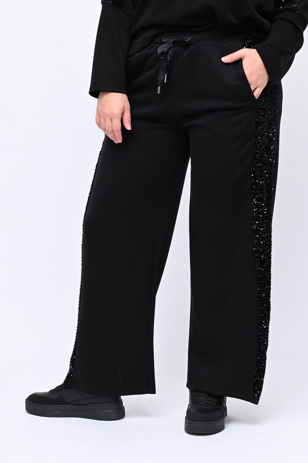 Tuta paillettes girocollo - Nero