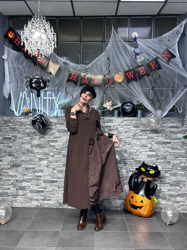 Abito fiore tafta - Moro