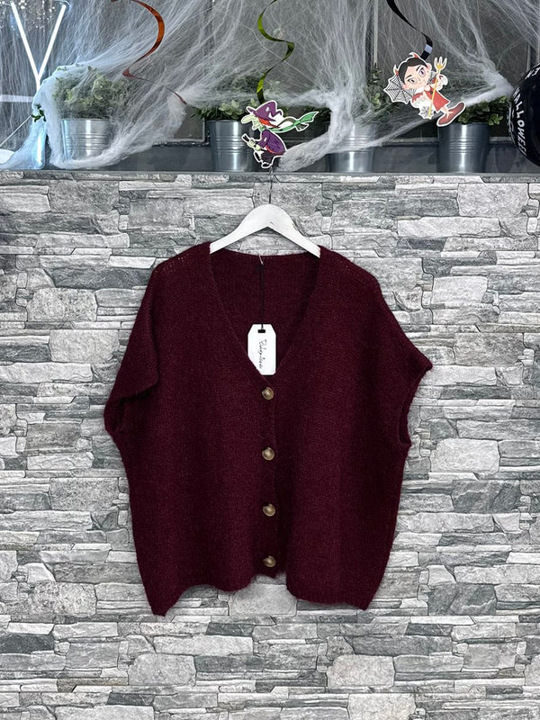 Gilet mohair bottoni - Bordò