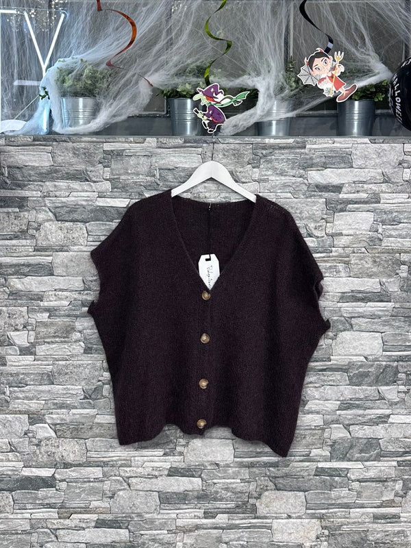 Gilet mohair bottoni - Cioccolato