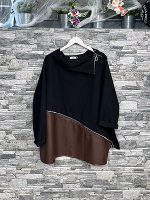 Blusa collo zip - Moro