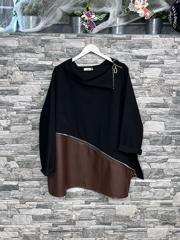 Blusa collo zip - Moro