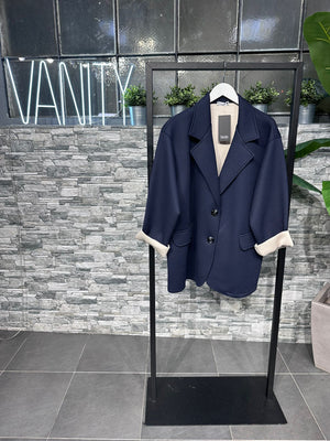 Cappotto neoprene nido d'ape - Blu