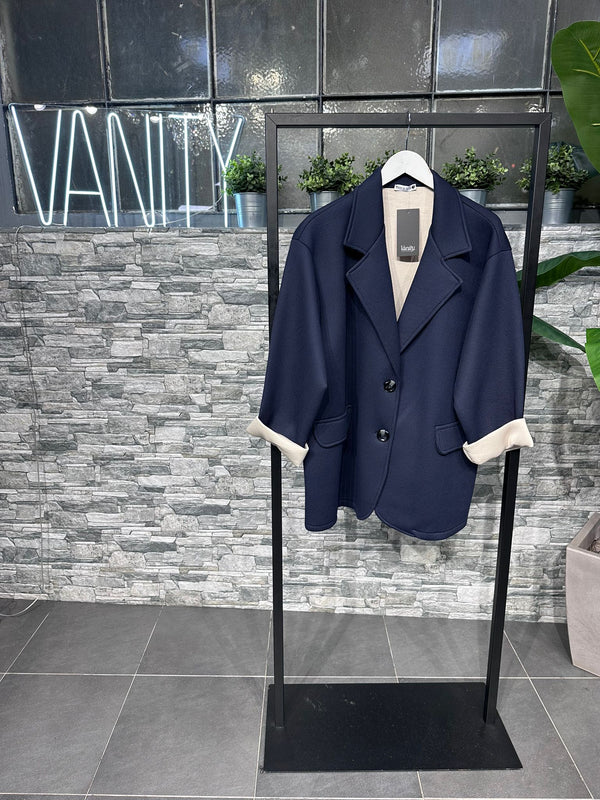 Cappotto neoprene nido d'ape - Blu