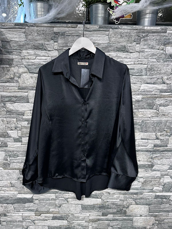 Camicia raso doppiato - Nero