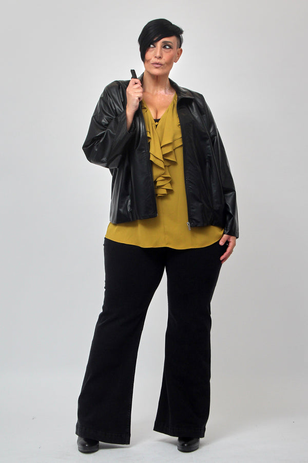 Bomber ecopelle zip - Nero