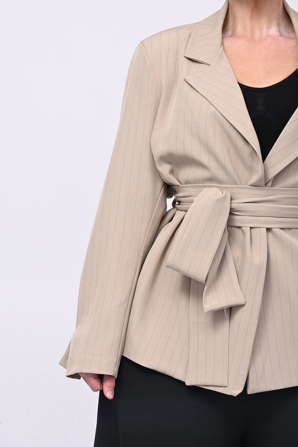 Giacca gessata fusciacca - Beige