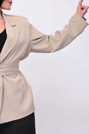 Giacca gessata fusciacca - Beige