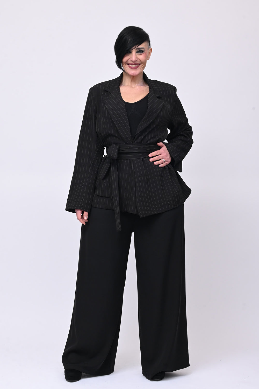 Giacca gessata fusciacca - Nero