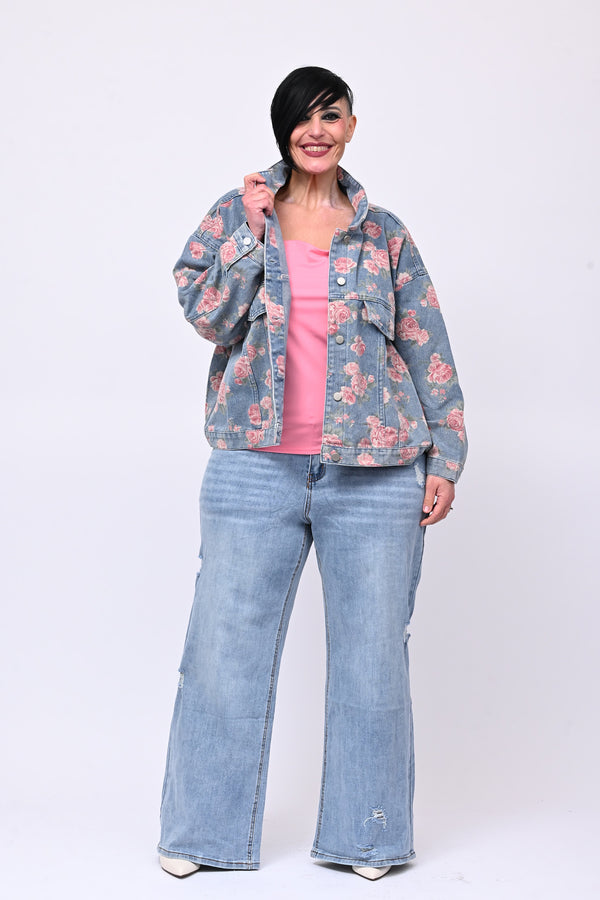 Giacca jeans fiori - Stampa fiori