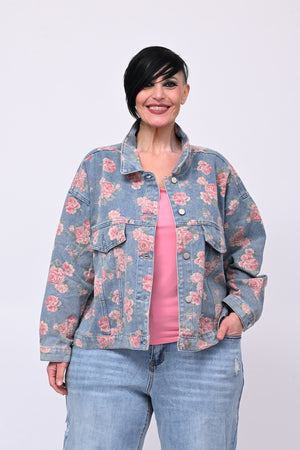 Giacca jeans fiori - Stampa fiori