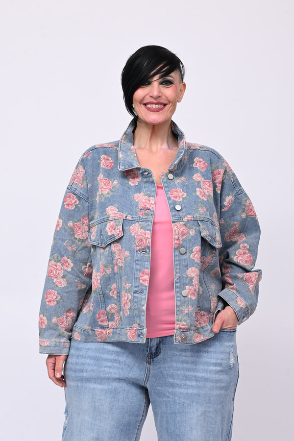 Giacca jeans fiori - Stampa fiori
