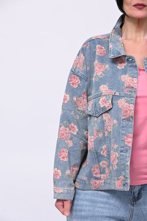 Giacca jeans fiori - Stampa fiori