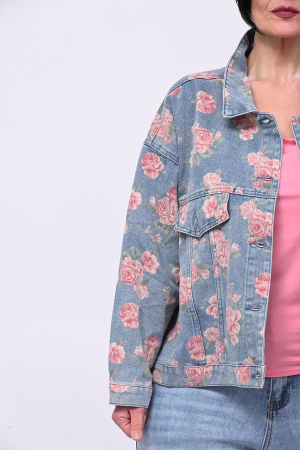 Giacca jeans fiori - Stampa fiori