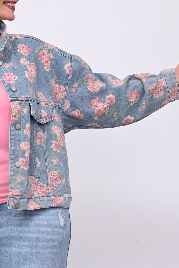 Giacca jeans fiori - Stampa fiori