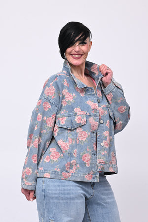 Giacca jeans fiori - Stampa fiori