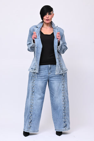 Jeans scolorito lacci - Jeans chiaro
