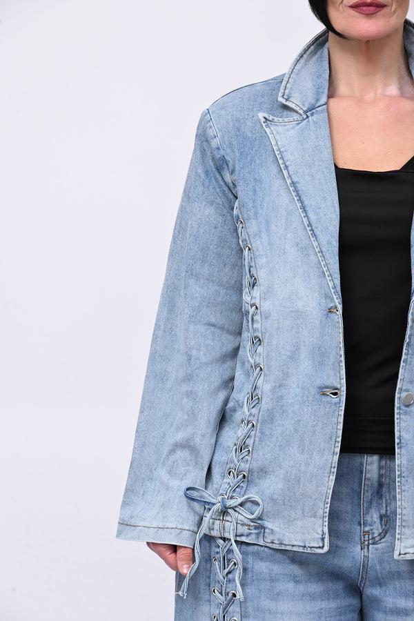 Giacca jeans lacci - Jeans chiaro