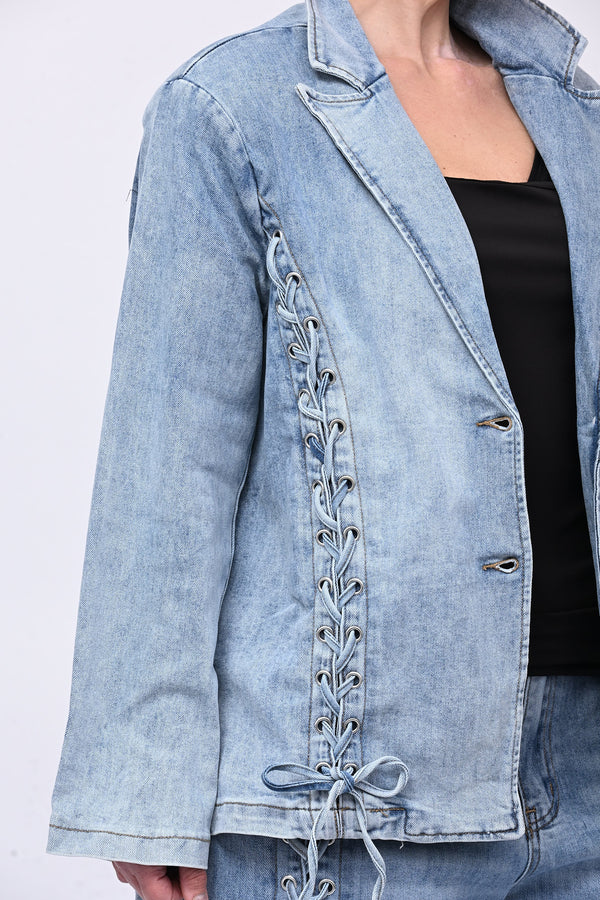 Giacca jeans lacci - Jeans chiaro