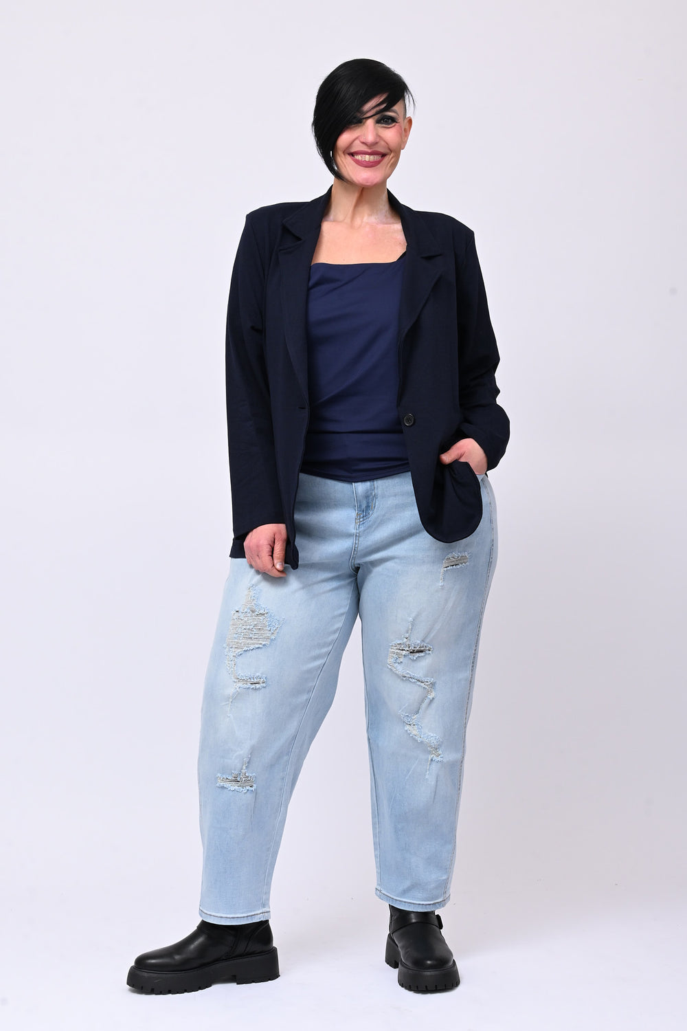 Giacca felpa tasche - Blu