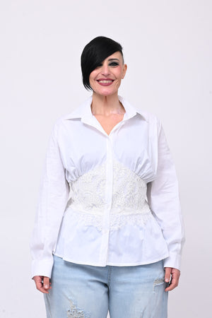 Camicia bustino pizzo - Bianco