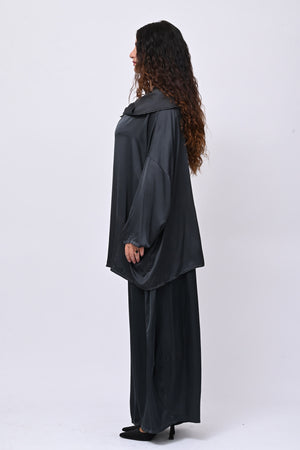 Blusa raso collo intreccio - Piombo