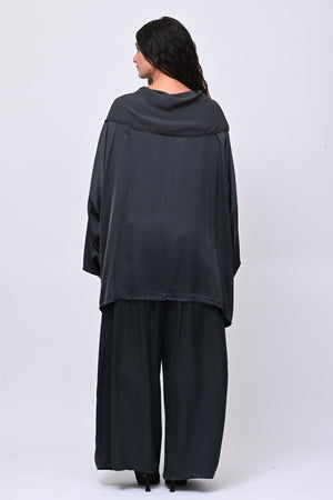 Blusa raso collo intreccio - Piombo