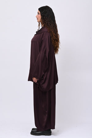 Pantalone raso baloon - Melanzana
