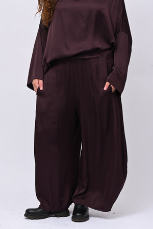 Pantalone raso baloon - Melanzana