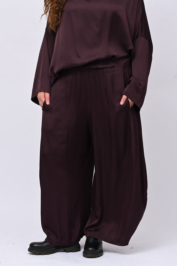 Pantalone raso baloon - Melanzana