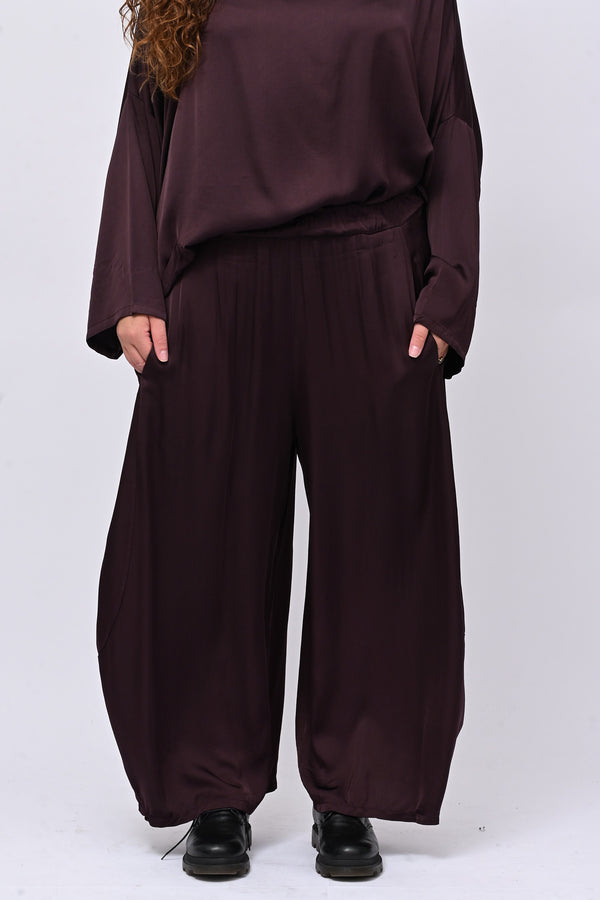 Pantalone raso baloon - Melanzana
