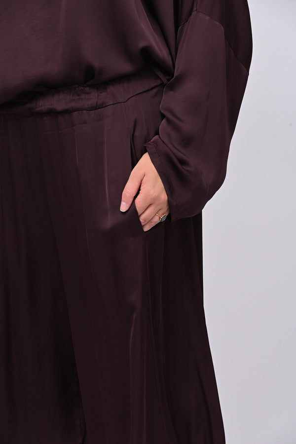 Pantalone raso baloon - Melanzana