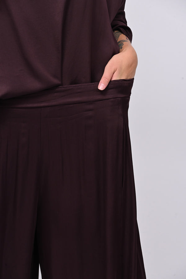 Pantalone raso baloon - Melanzana