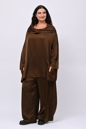 Blusa raso collo intreccio - Bruciato