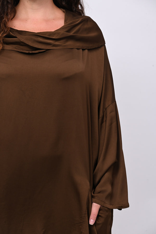 Blusa raso collo intreccio - Bruciato